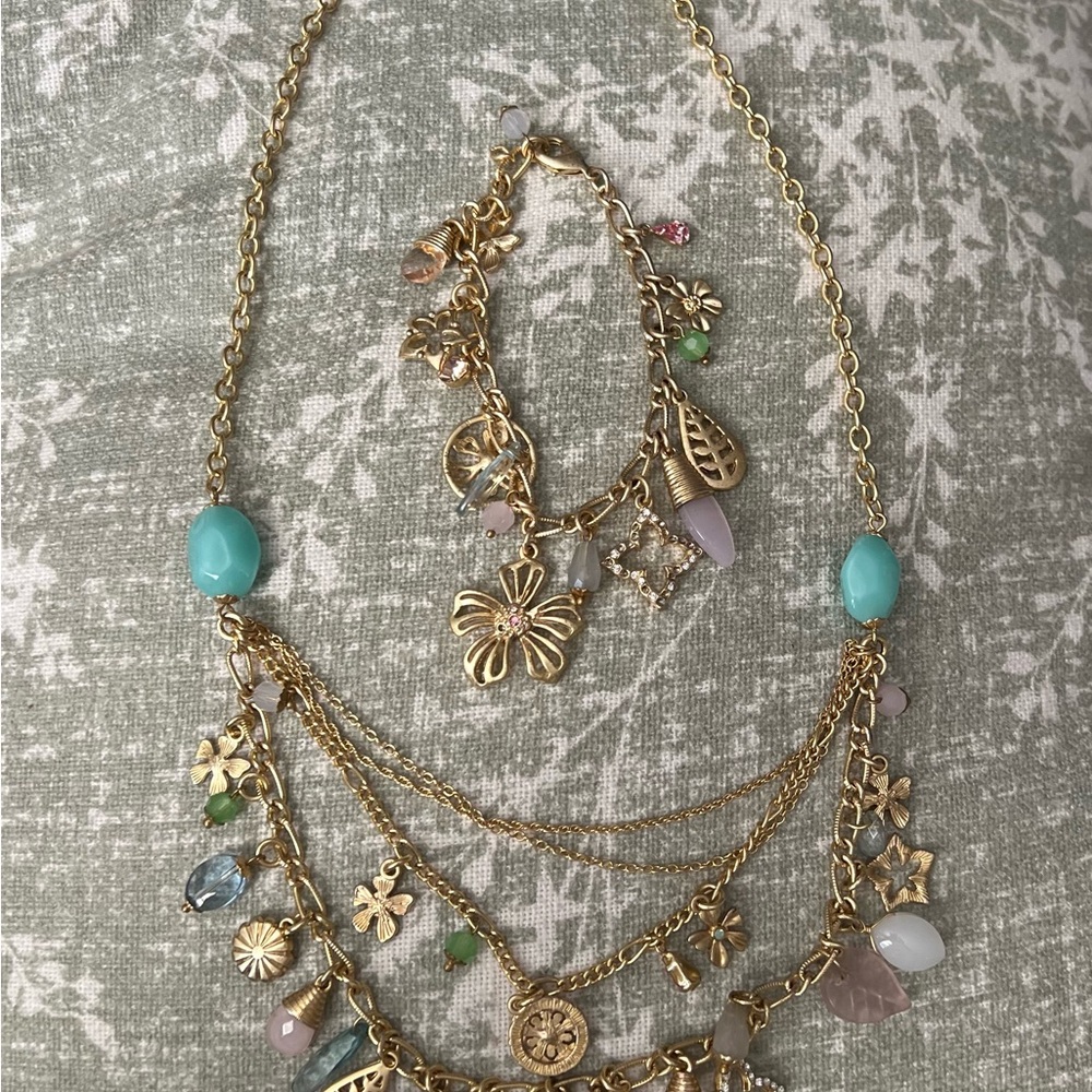 Gold and Multicolor Charm Necklace